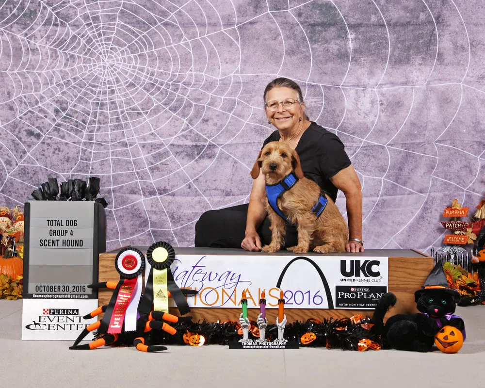 Cindy and Nosey at a dog show.